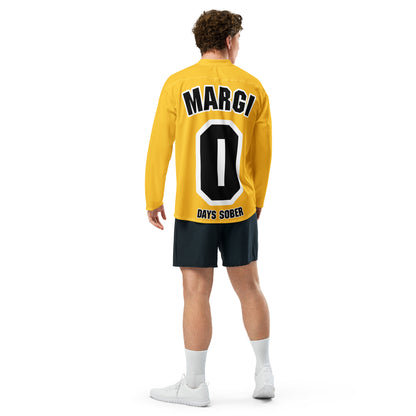 "MARGI 0 Days sober Beer" Hockey Shirt (yellow)