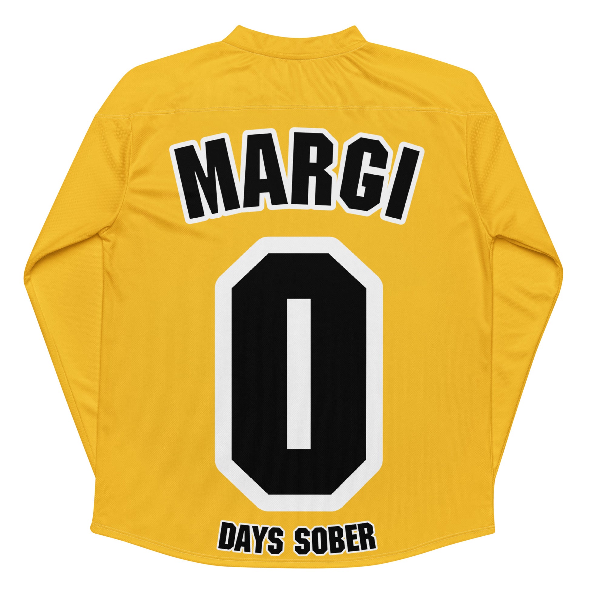 Margi zero days sober yellow beer Hockey Jersey Shirt back Recycled material and sunprotection