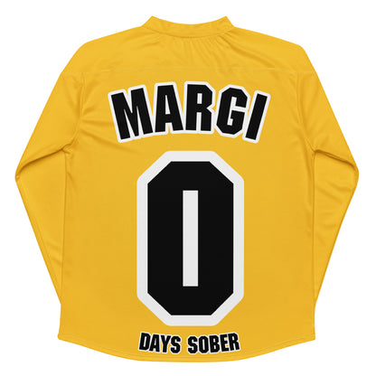 Margi zero days sober yellow beer Hockey Jersey Shirt back Recycled material and sunprotection