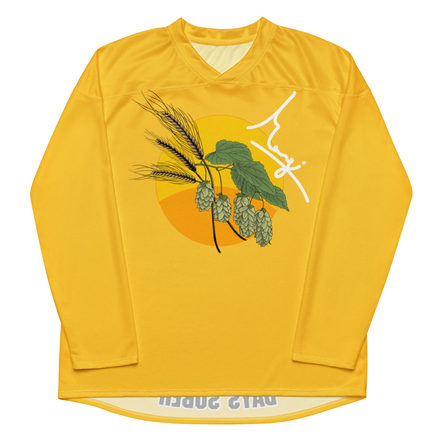 Margi zero days sober yellow beer Hockey Jersey Shirt Front Recycled material and sunprotection