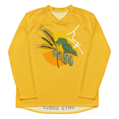 Margi zero days sober yellow beer Hockey Jersey Shirt Front Recycled material and sunprotection