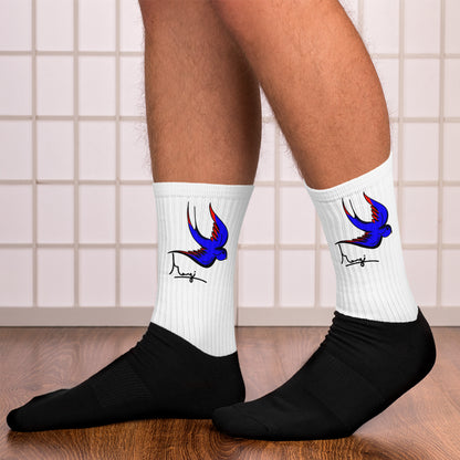 Margi logo socks swallow bird original flash old american tattoo style drawing original design hand drawn illustration white