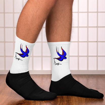 Margi logo socks swallow bird original flash old american tattoo style drawing original design hand drawn illustration white