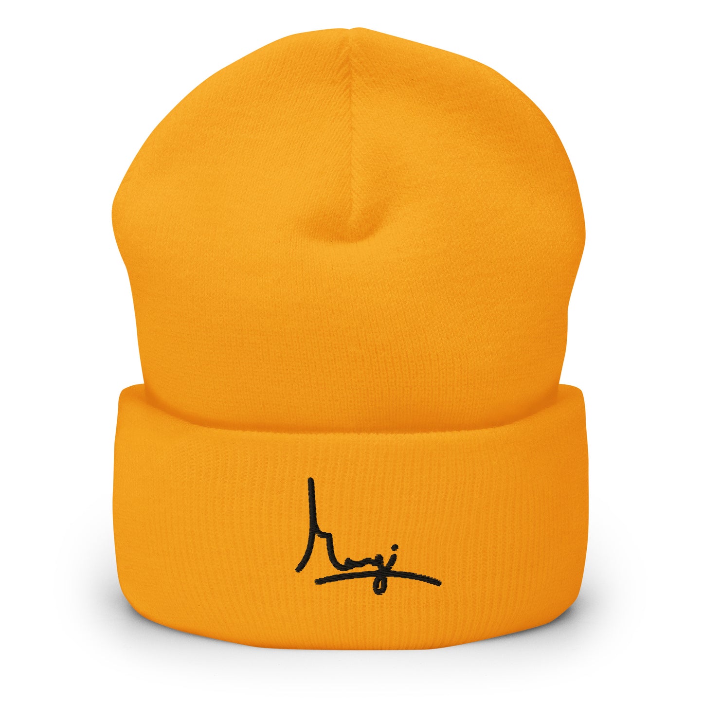 Margi logo beanie embroidery embroided original design hand drawn illustration orange