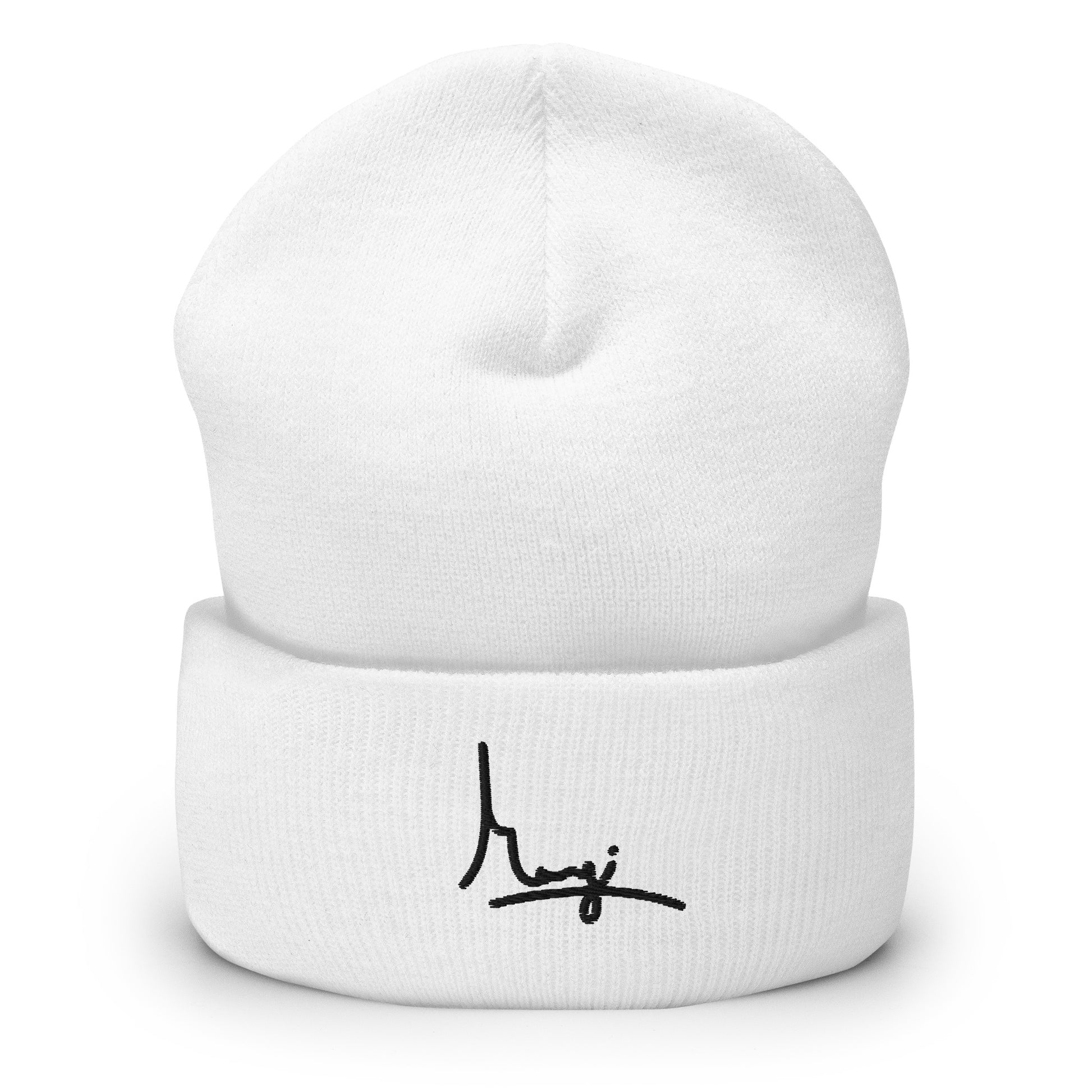 Margi logo beanie embroidery embroided original design hand drawn illustration white