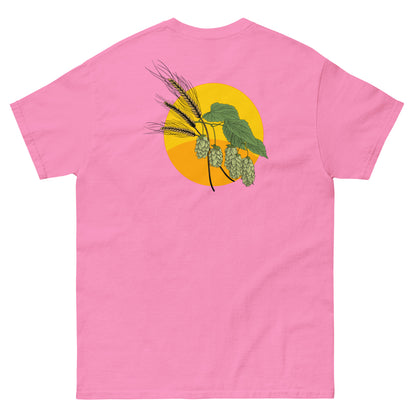 Margi Beer T-shirt original design hop pink back hand drawn illustration