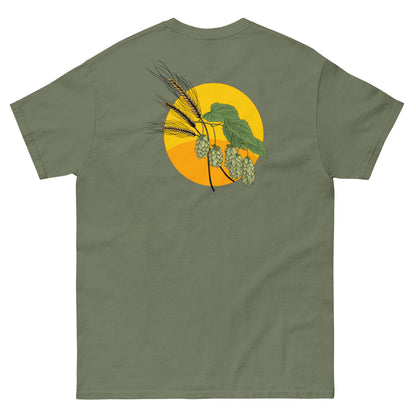 Margi Beer original T-shirt design hop militairy green back hand drawn illustration