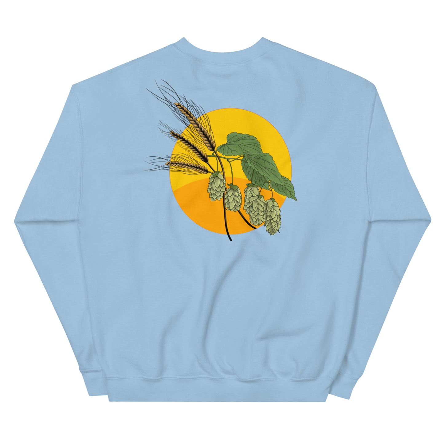 Margi Beer Sweatshirt original design hand drawn illustration hop Light blue back