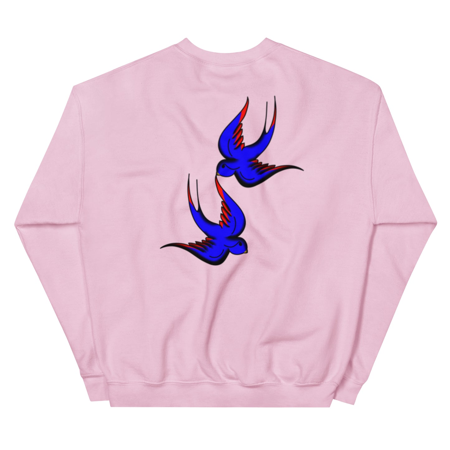 Margi logo sweatshirt swallow bird original flash old american tattoo style drawing original design hand drawn illustration pink back