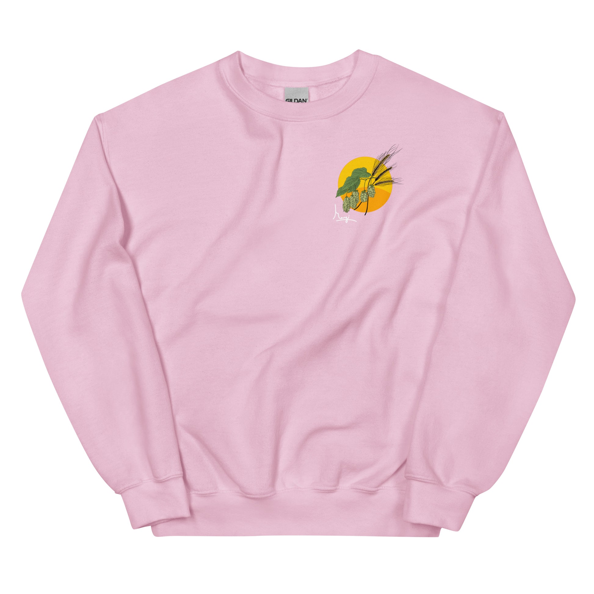 Margi Beer Sweatshirt original design hand drawn illustration hop Pink Front