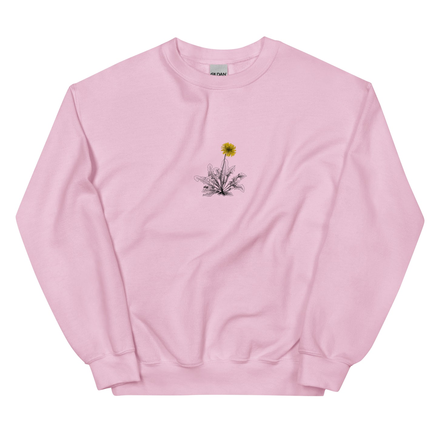 Margi dandelion black white yellow sweatshirt original design hand drawn illustration pink