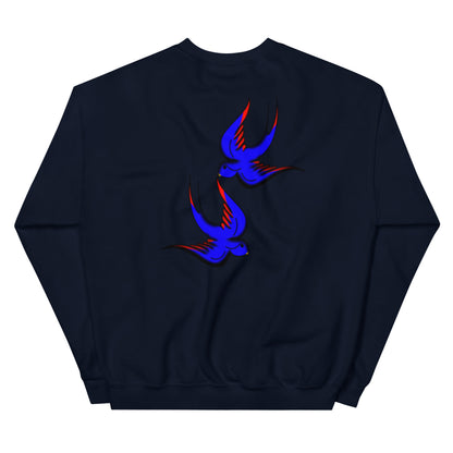 Margi logo sweatshirt swallow bird original flash old american tattoo style drawing original design hand drawn illustration navy back