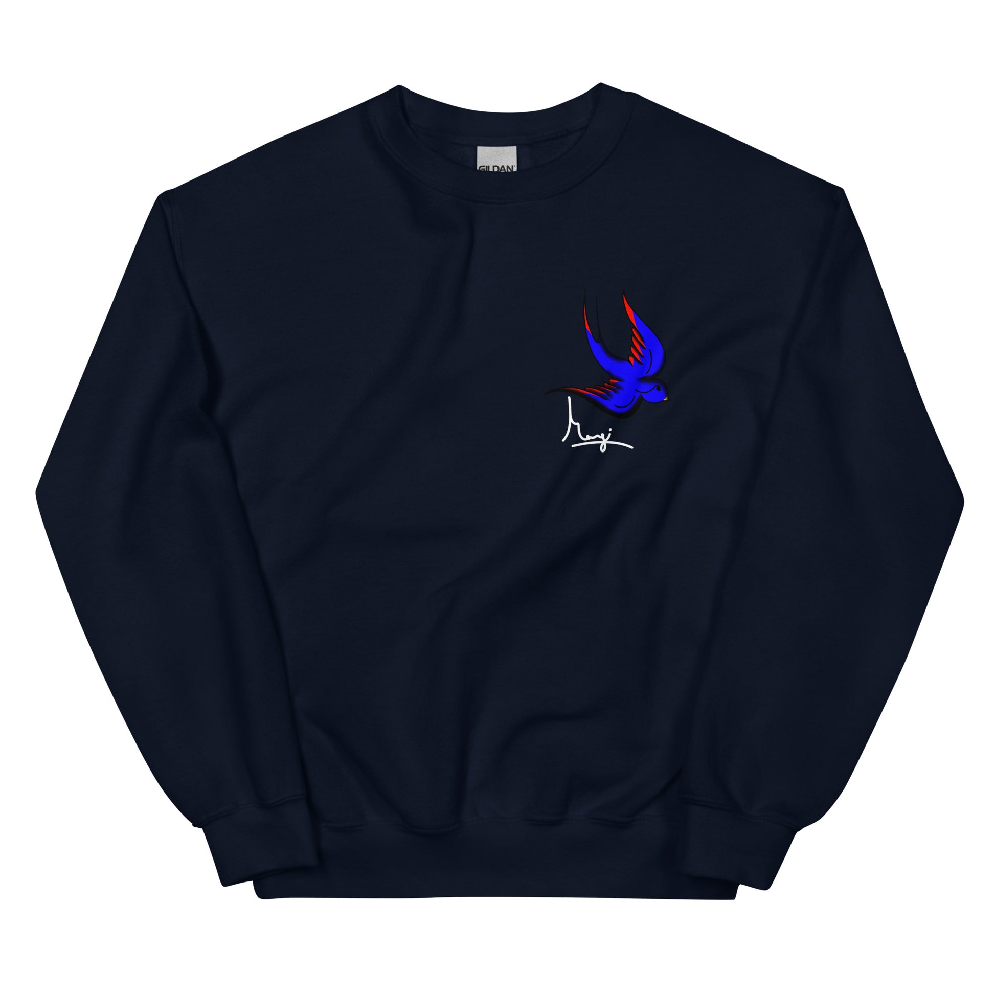 Margi logo sweatshirt swallow bird original flash old american tattoo style drawing original design hand drawn illustration navy