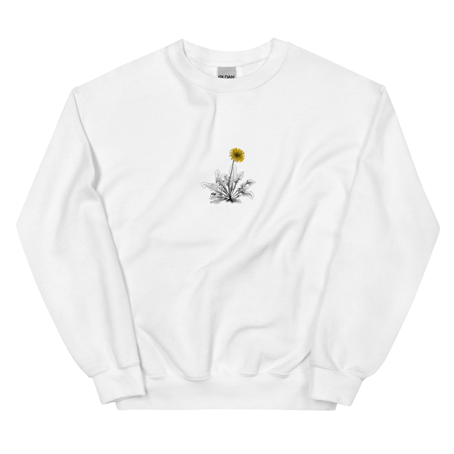 Margi dandelion black white yellow sweatshirt original design hand drawn illustration white