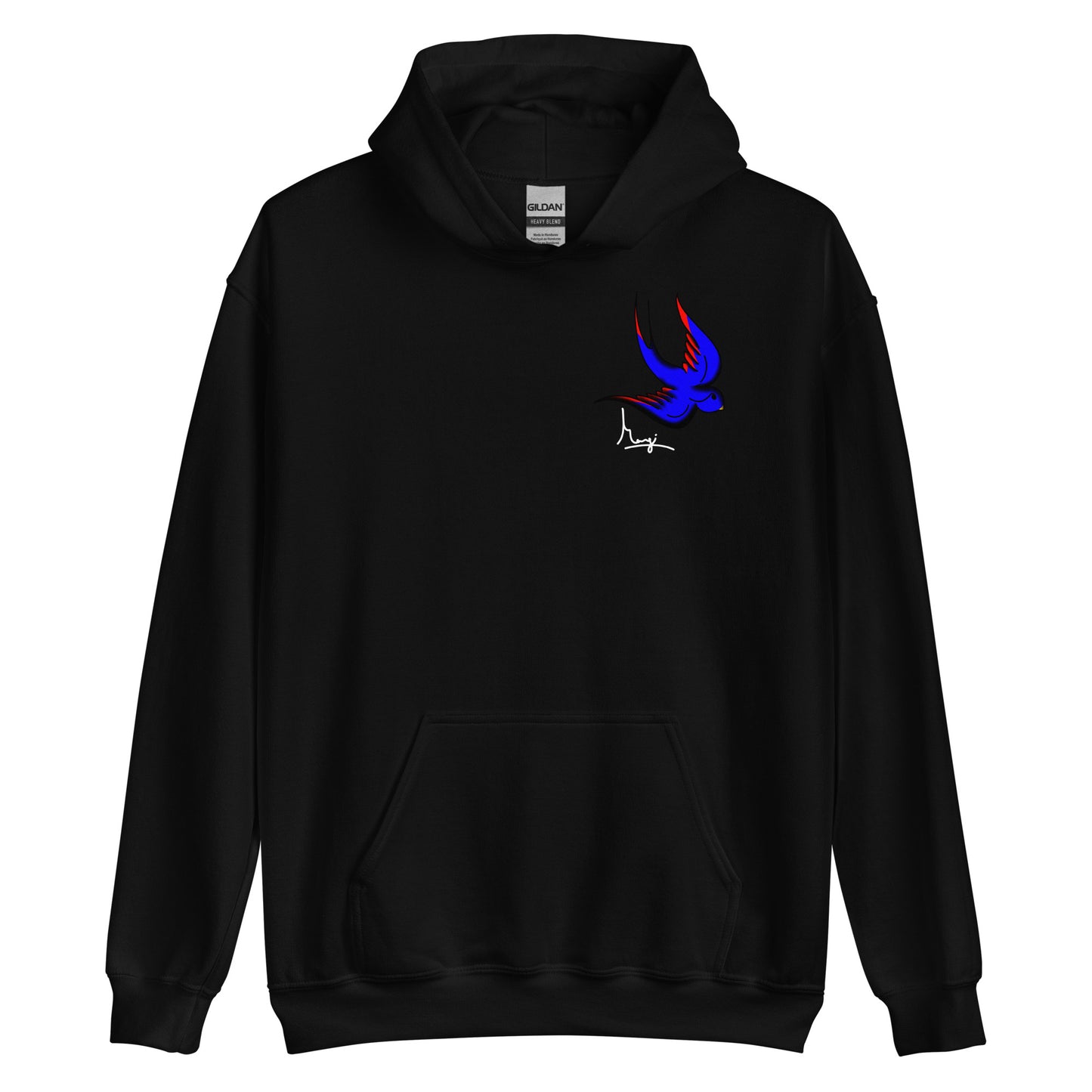 Margi logo hoodie swallow bird original flash old american tattoo style drawing original design hand drawn illustration black