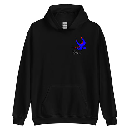 Margi logo hoodie swallow bird original flash old american tattoo style drawing original design hand drawn illustration black