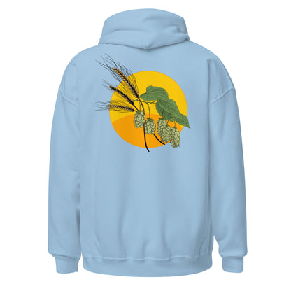 Margi Beer hoodie original design hand drawn illustration light blue back