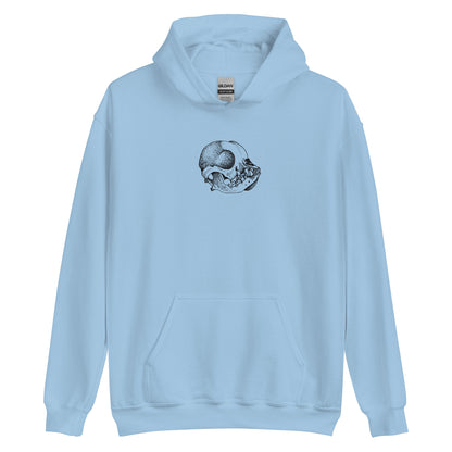 Margi Boston Terrier Skull hoodie original design hand drawn illustration light  blue