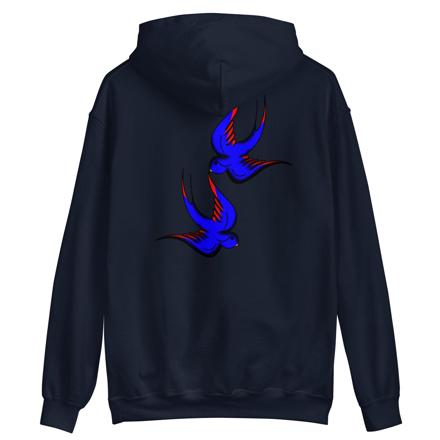 Margi logo hoodie swallow bird original flash old american tattoo style drawing original design hand drawn illustration navy back