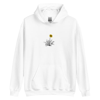 Margi dandelion black white yellow hoodie original design hand drawn illustration white